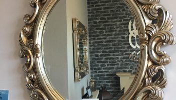 Large Oval Ornate Pewter Mirror